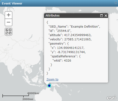 Event record attribute data viewed in a pop-up in the Event Viewer window Event record attribute data viewed in a pop-up in the Event Viewer window